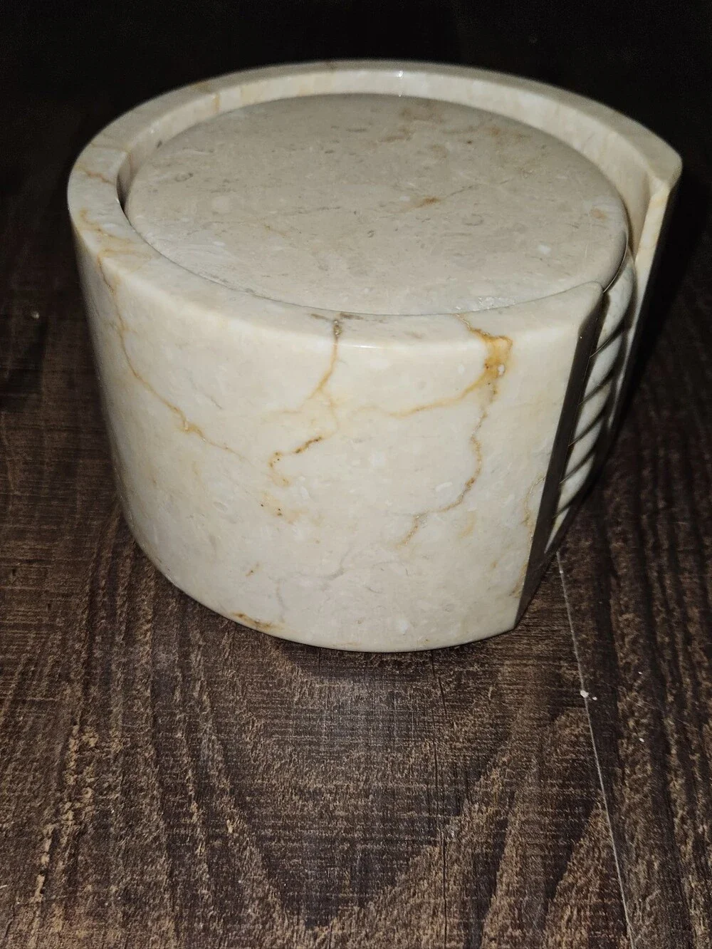 Marble Coasters Set Of 6 With Matching Round Caddy